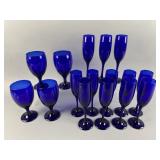 Cobalt Blue Depression Glass Flutes & Goblets