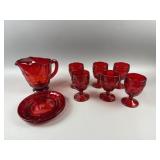 Viking Georgian Red Glass Pitcher, Goblets & More