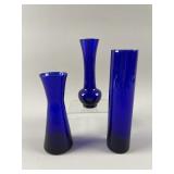 Vintage Cobalt Blue Glass Bud Vases
