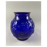 Vtg Italian Cobalt Blue Art Glass Vase