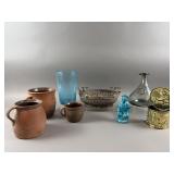 Vintage Blue Crackle Glass, Pottery  &  Metal
