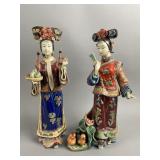 (2) Vintage Chinese Wucai Shiwan Ladies