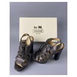 Coach Moreen Metallic Snakeskin Platform Heels