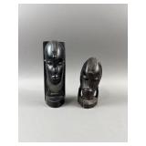 Vintage Wood Carved Tribal Heads
