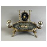 Victorian Pietra Dura Inlaid Inkstand