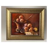 Framed/Signed Still Life Oil Painting by L.Baron
