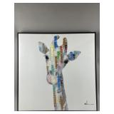 Framed/Signed Giraffe Oil Painting on Canvas W