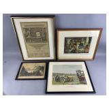(4) Vintage Framed Prints
