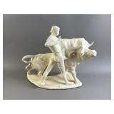 Antique Enamel Bull Fighter Statue