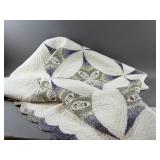 King Size White & Purple Cathedral Window Quilt