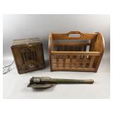 Antique Crossley Radio, WW2 Shovel, & Rack