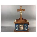 Crucifix on Wooden & Glass Base