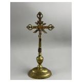 Antique Brass Altar Standing Crucifix