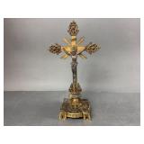 Antique Gold Tone Metal Crucifix