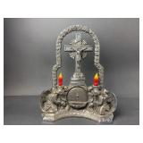 Antique Lighted Pewter Crucifix