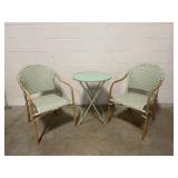 (2) Wicker Outdoor Chairs & Folding Table