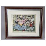 Framed/Signed Lithograph Clown Act by M.Fletcher