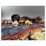 Native American Blanket & Pottery