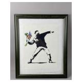 Banksy "Love is in the Air" Framed Print