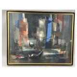 Framed/Signed MC Cubist-Style Painting by Mouly