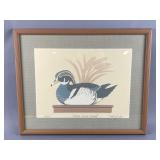 John Fields Signed Numbered Wood Duck Framed Print