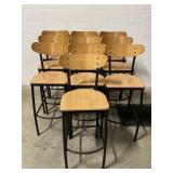 Luca Metal Bar Stools w/a Wood Back & Seat