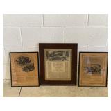 Framed 1914 Oldsmobile Vtg Print Adv. & More