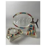 Vtg Inland Glass Works Stained Glass Carafe & More