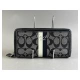 Coach Heritage Signature Stripe Zip Wallet
