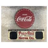 Vtg Metal Penn-Rad Motor Oil Adv. Sign & More