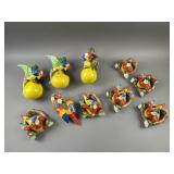 Occupied  Japan Ceramic Parrot Hanging Planters