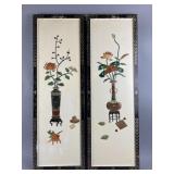 Oriental Carved Stone Panels with Mother of Pearl