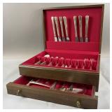 Silver Plate Flatware in Storage Box