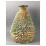 Terracotta Vase with Carved Sun Design