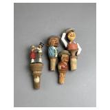 German Hand Carved & Painted Wine Stoppers