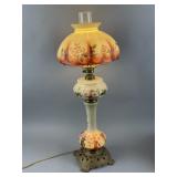 Antique Painted Glass Hurricane Lamp