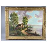 Gilded Gold Framed/Signed Oil Painting by Sheridan