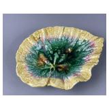 Antq Victorian Etruscan Majolica Begonia Leaf Dish