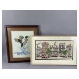 Framed Vtg Stitchery Embroidered Art Work