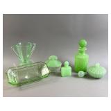 Vtg Uranium & Emerald Green Dishes