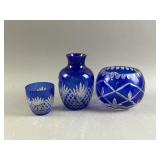 Godinger Crystal Legends Cut to Clear Blue Glass