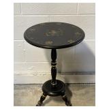 Vintage Hitchcock-style Black Pedestal Side Table