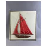 Vtg Signed String Art Sailboat Picture