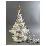 Vtg Ceramic Iridescent White Christmas Tree