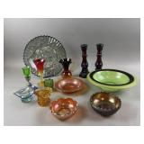 Vintage Colired Glass Plates & More