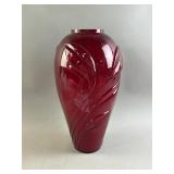 Vtg Ruby Red Glass Floor Vase