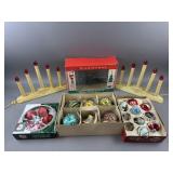 Vtg Christmas, Pushpin Ornaments, Candelabras