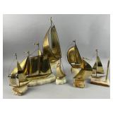 J.DeMott Brass & Copper Sailboat Sculptures