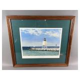 Framed/#/Signed 'Charlevoix South Pier Light'