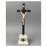 Antq German or French Bisque Porcelain Crucifix
